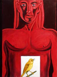 Red Apollo with Yellow Bird